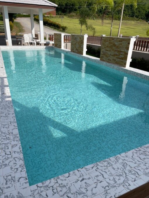 กระเบื้องสระว่ายนํ้า Porcelain stone รุ่น Kyanite stone white house - Image 3